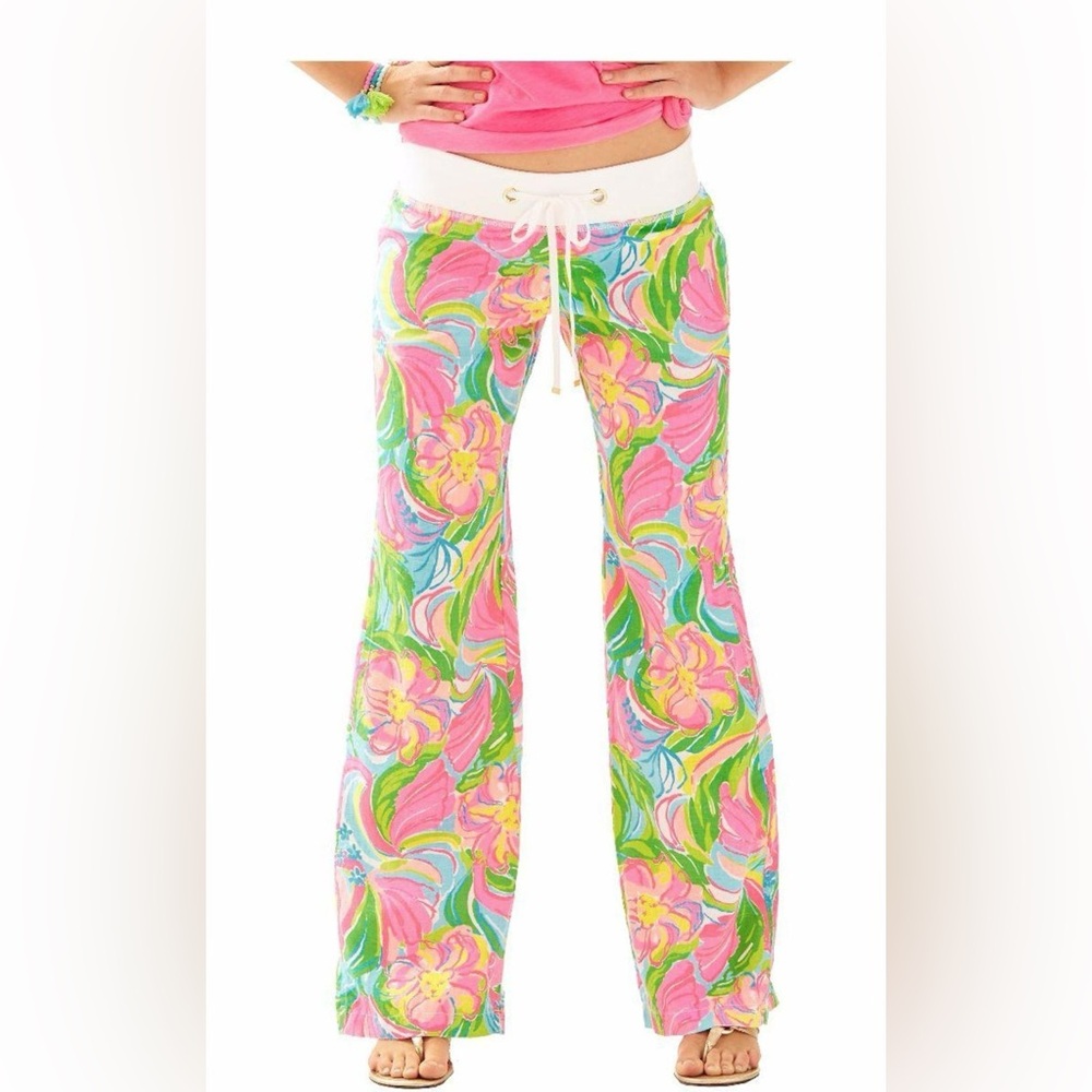 Lilly Pulitzer Linen Beach Pant Flamingo XXS